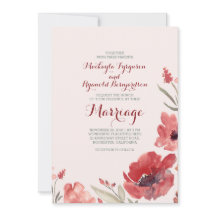 Bourgondische Waterverf Florals Schattigee bruilof