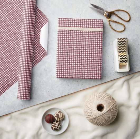 Bourgondische Waterverf Gingham Cadeaupapier (Crafts)