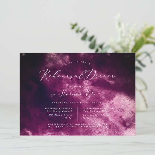 Bourgondische Waterverf Luxe Script repetitie dine Kaart (Staand voorkant)