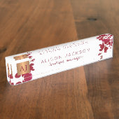 Bourgondische waterverf orchidee koper monogram naambordje (Zijkant)