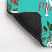 Bourgondische Waterverf Peony Roos Floral Monogram Muismat (Hoek)