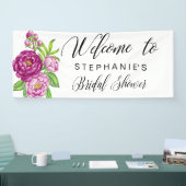 Bourgondische Waterverf Pioenen Vrijgezellenfeest Spandoek (Beurs)