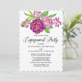 Bourgondische Waterverf Pioenenverlovingsfeest Kaart (Staand voorkant)