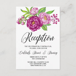 Bourgondische waterverf pioenrozen huwelijksrecept informatiekaartje