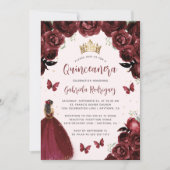 Bourgondische Waterverf Princess Quinceañera Kaart (Voorkant)