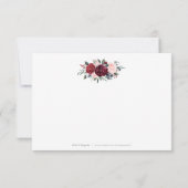 Bourgondische waterverf rustieke boho bloemendank  bedankkaart (Achterkant)