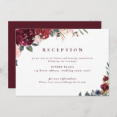 Bourgondische waterverf rustieke boho floral recep informatiekaartje (Voorkant / Achterkant)