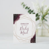 Bourgondische Waterverf, u wordt mijn bruidsmeisje Kaart (Staand voorkant)