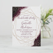 Bourgondische Waterverf vrijgezellenfeest uitnodig Kaart (Staand voorkant)