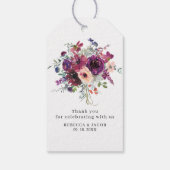 Bourgondische Waterverf Wildflowers Boho Wedding Cadeaulabel (Achterkant)
