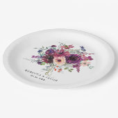 Bourgondische Waterverf Wildflowers Boho Wedding Papieren Bordje (Gekanteld)