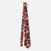 Bourgondische wijn boho aquarel bloemen stropdas (Achterkant)