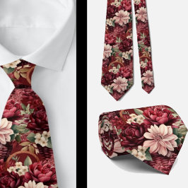 Bourgondische wijn boho aquarel bloemen stropdas