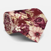 Bourgondische wijn boho aquarel bloemen stropdas (Opgerold)