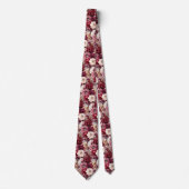 Bourgondische wijn Boho waterverf bloemen Stropdas (Voorkant)