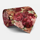 Bourgondische wijn Boho waterverf bloemen Stropdas (Opgerold)