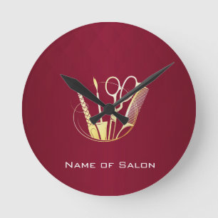 Bourgondische wijn en gouden schoonheidssalon ronde klok