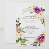 Bourgondische wijn en roze Waterverf bloemenbruilo Kaart (Voorkant / Achterkant)