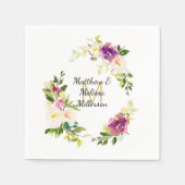 Bourgondische wijn en roze Waterverf bloemenbruilo Servet (Voorkant)