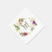 Bourgondische wijn en roze Waterverf bloemenbruilo Servet (Hoek)