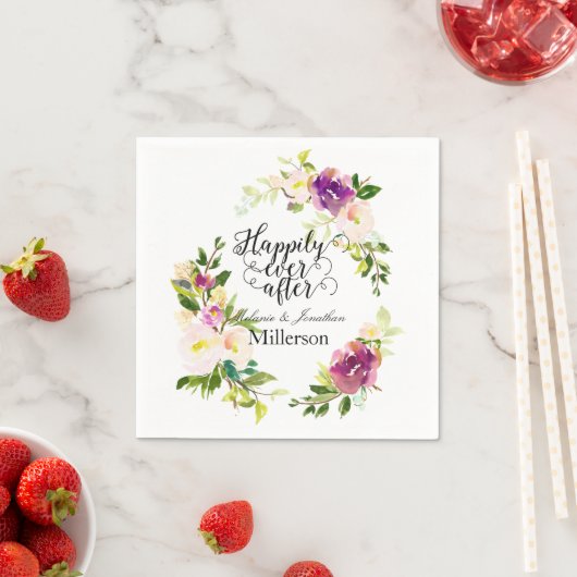 Bourgondische wijn en roze Waterverf bloemenbruilo Servet (Insitu)