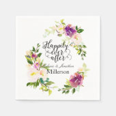 Bourgondische wijn en roze Waterverf bloemenbruilo Servet (Voorkant)