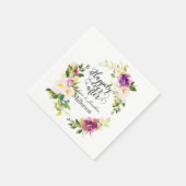 Bourgondische wijn en roze Waterverf bloemenbruilo Servet (Hoek)