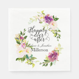 Bourgondische wijn en roze Waterverf bloemenbruilo Servet