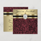 Bourgondische wijn gouden vrouwen verjaardagsfeest kaart (Voorkant / Achterkant)