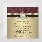 Bourgondische wijn gouden vrouwen verjaardagsfeest kaart (Achterkant)