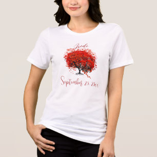 Bourgondische wijn hart blad boom trouw T-shirts