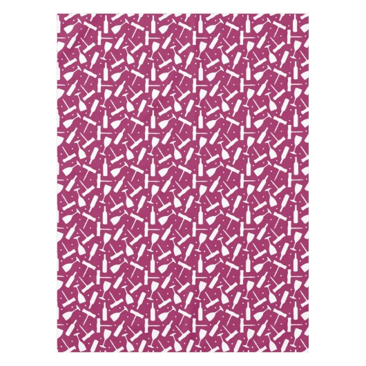 Bourgondische wijnglazen en flessen met motief tafelkleed (Voorkant)