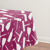 Bourgondische wijnglazen en flessen met motief tafelkleed (Voorbeeld)