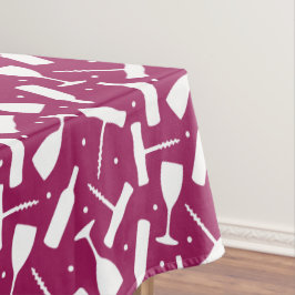 Bourgondische wijnglazen en flessen met motief tafelkleed