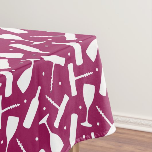 Bourgondische wijnglazen en flessen met motief tafelkleed (Voorbeeld)