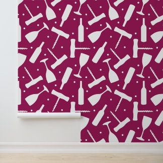 Bourgondische wijnglazen en Kurkentrekkers bruilof Behang