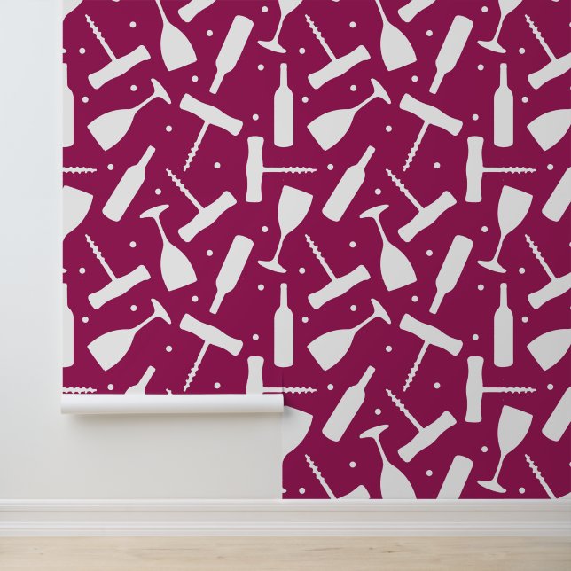 Bourgondische wijnglazen en Kurkentrekkers bruilof Behang (Applicatie)