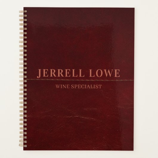 Bourgondische wijnkleur vintage lederen profession planner (Voorkant)