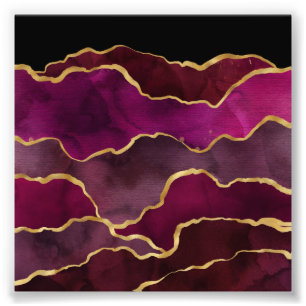 Bourgondische wijnrode abstracte aquarelpatroon foto afdruk