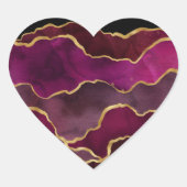 Bourgondische wijnrode abstracte aquarelpatroon hart sticker (Voorkant)