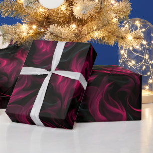 Bourgondische wijnrookstroom Zwart abstract patroo Cadeaupapier