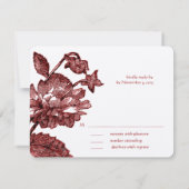 Bourgondische wijnroze antieke trouwuitnodigingen RSVP kaartje (Achterkant)