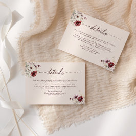 Bourgondische Wilde Bloem Bruiloft Details Bijlage Kaart