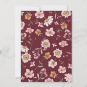 Bourgondische Wilde Bloemen Bruiloft Kaart (Achterkant)