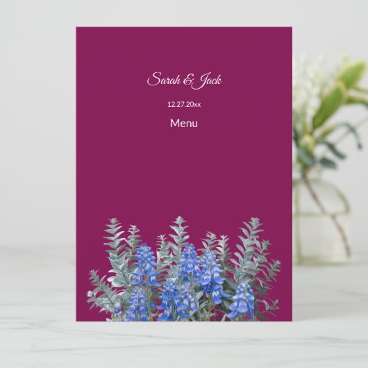 Bourgondische winterbruiloft met Bluebonnet Menu (Staand voorkant)