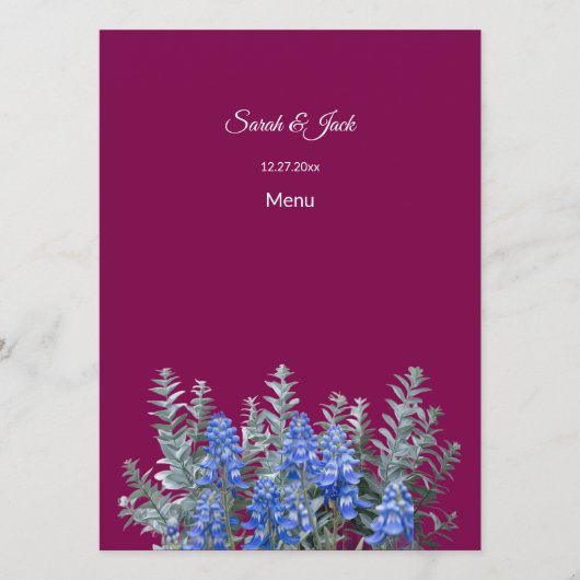 Bourgondische winterbruiloft met Bluebonnet Menu (Voorkant)