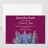 Bourgondische winterbruiloft met Bluebonnet Save The Date (Voorkant / Achterkant)