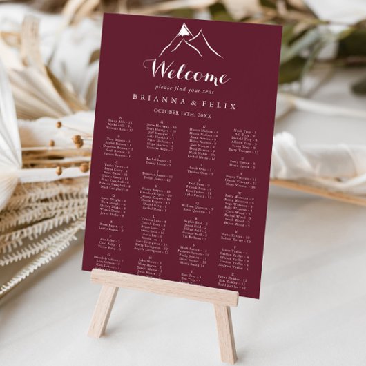 Bourgondische witte berg alfabetische zitgrafiek poster