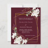 Bourgondische witte bloemen geometrische bruiloft  (Voorkant)