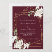 Bourgondische witte bloemen gouden geometrische br kaart (Voorkant)